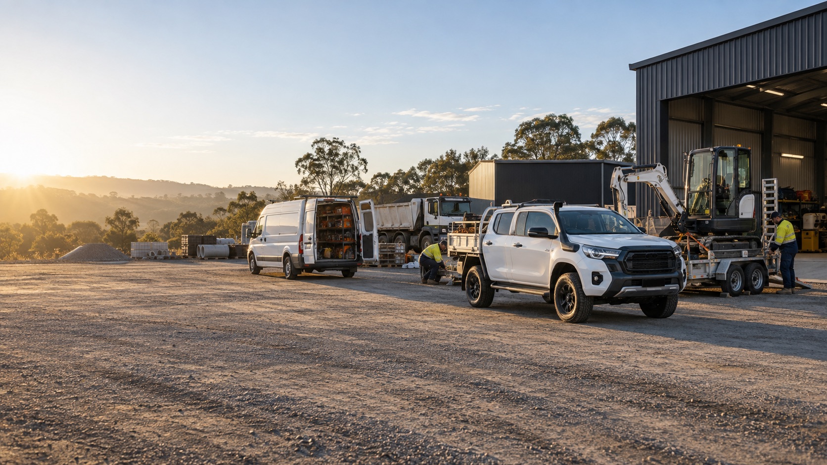 Vehicles and machinery in a working fleet